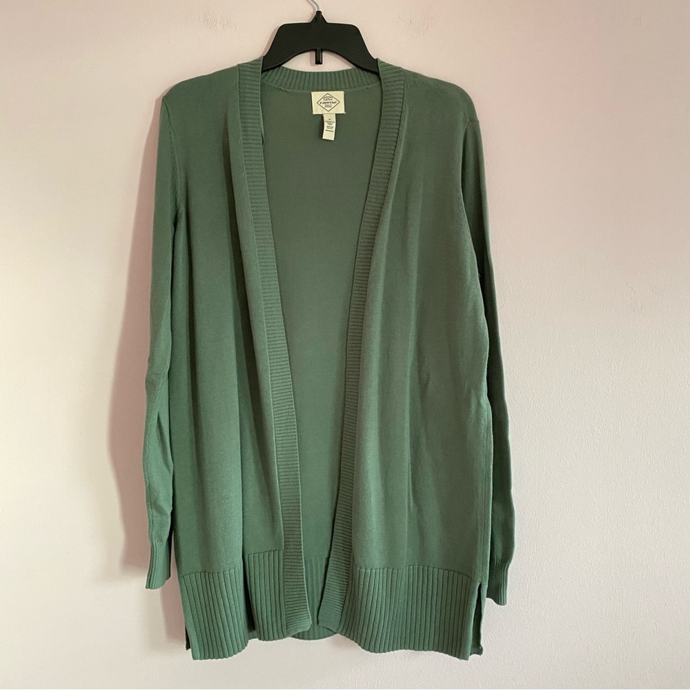NEW St. John's Bay Sage Green Open Front Light Cardigan size Medium